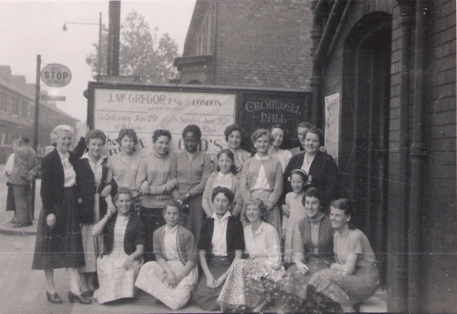 Group of ladies outside Cromwell Hall entrance